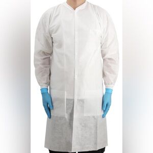 MEDLINE- 6 White disposable knee length lab jacket NEW